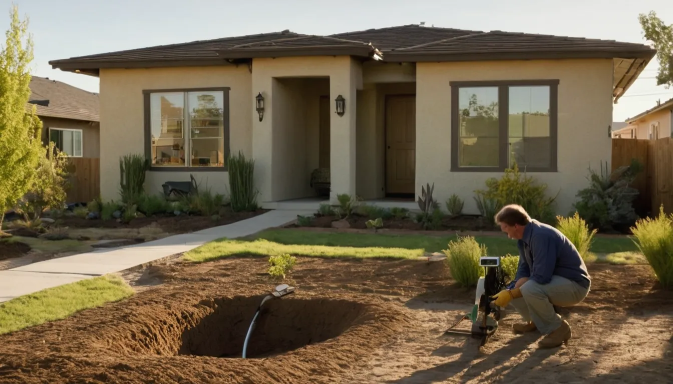 A local provider reviewing a sewer line camera inspection with a homeowner in the Hidden Hills area
